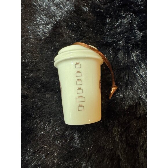 Starbucks Coffee Cup 2011 Ceramic Ornament With Brown Hanging Cord - Picture 3 of 5